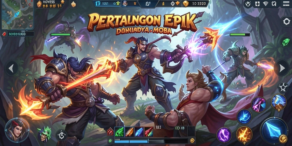 Tangkapan layar menunjukkan aksi seru gameplay MOBA HOYE55.