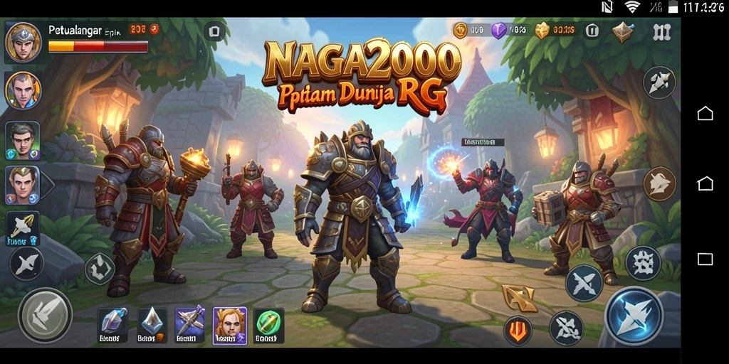 Screenshot gameplay NAGA2000 yang menampilkan aksi pertarungan RPG.