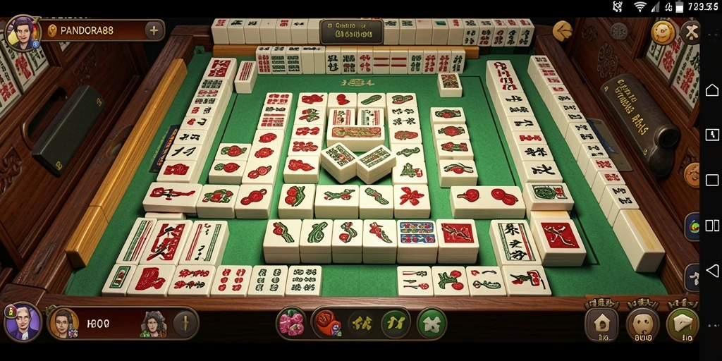 Screenshot gameplay PANDORA88 menampilkan suasana permainan Mahjong yang mendebarkan.