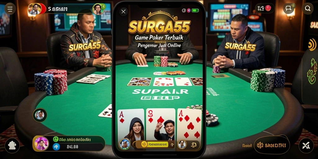 Screenshot menunjukkan keseruan bermain game Poker di SURGA55.